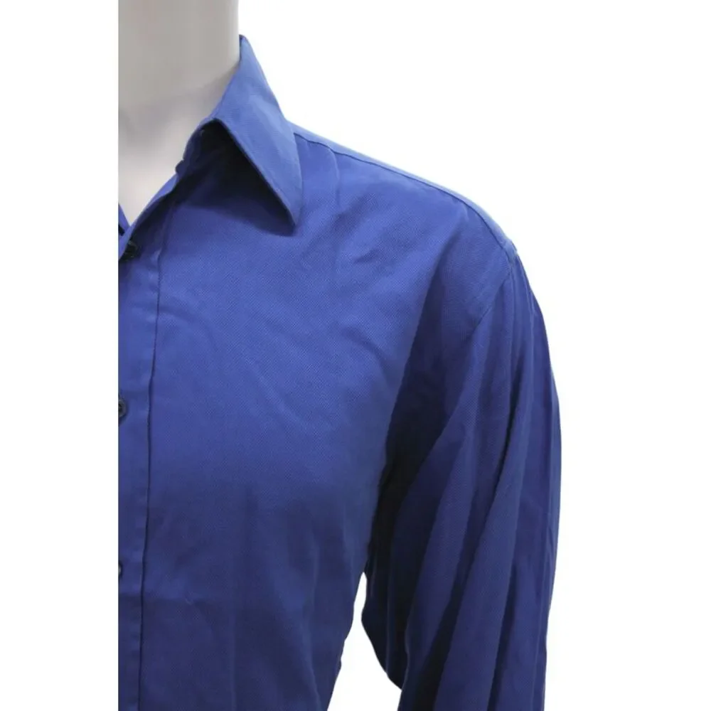 Gucci Mens Blue Dress Shirt 100% Cotton Collared Long Sleeve Size L